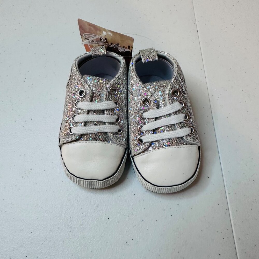 Baby Boy Baby Girl Shoes Silver Sparkle Canvas Sneakers 6-12 Months Baby Size 2